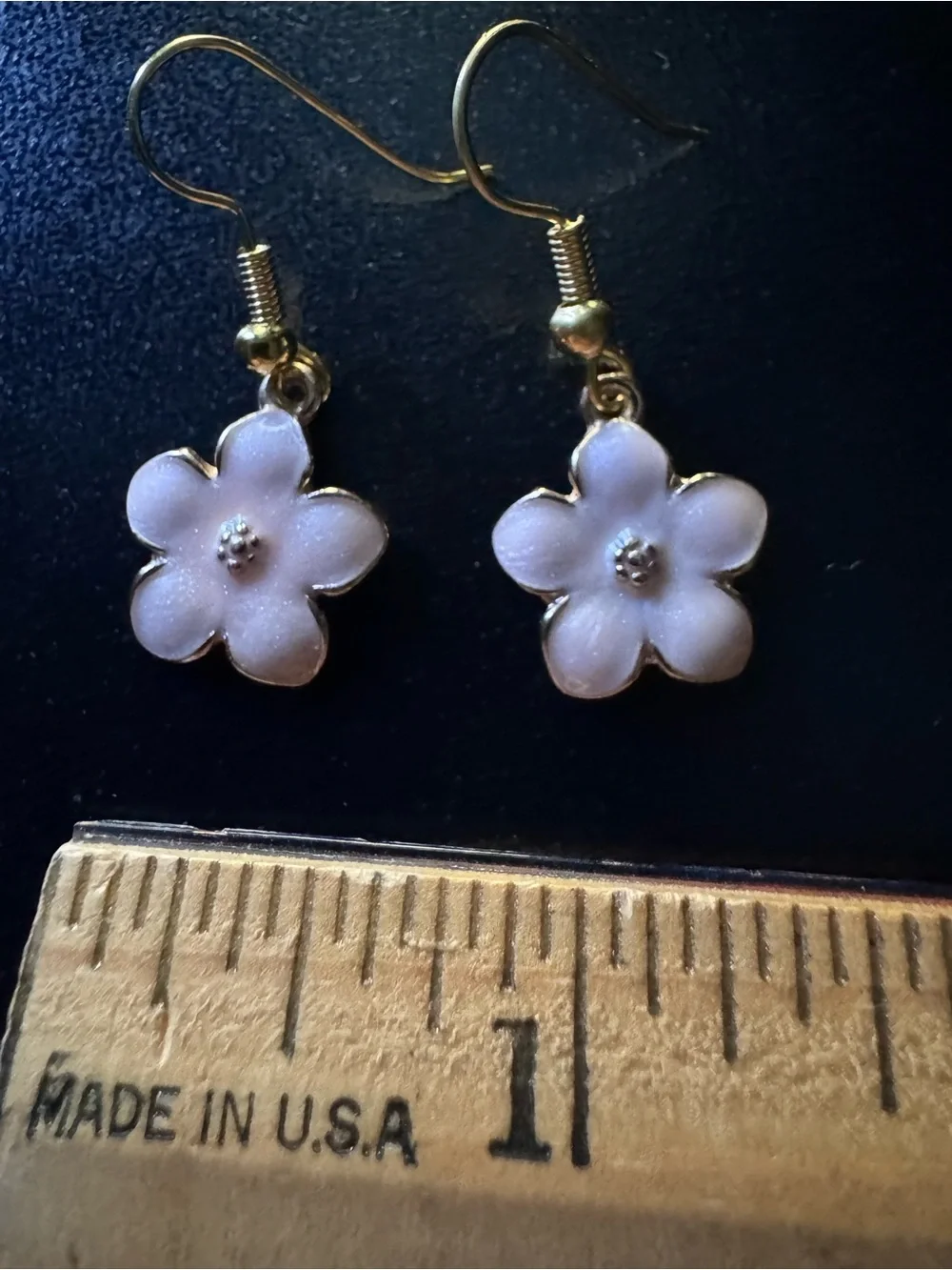 Cherry Blossom (Sakura) Gold-Tone Pink Flower Drop Earrings